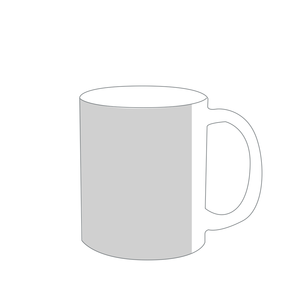 Form 798 Keramiktasse Sublimation weiss, Rand und Henkel farbig