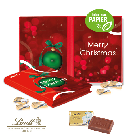 Adventskalender Weihnachtsbuch mit Lindt Schokolade